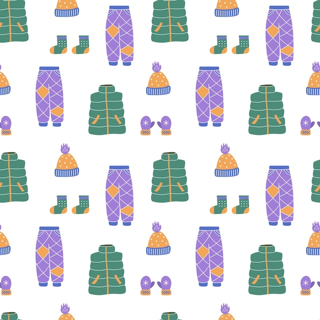 Seamless pattern with winter sportswear