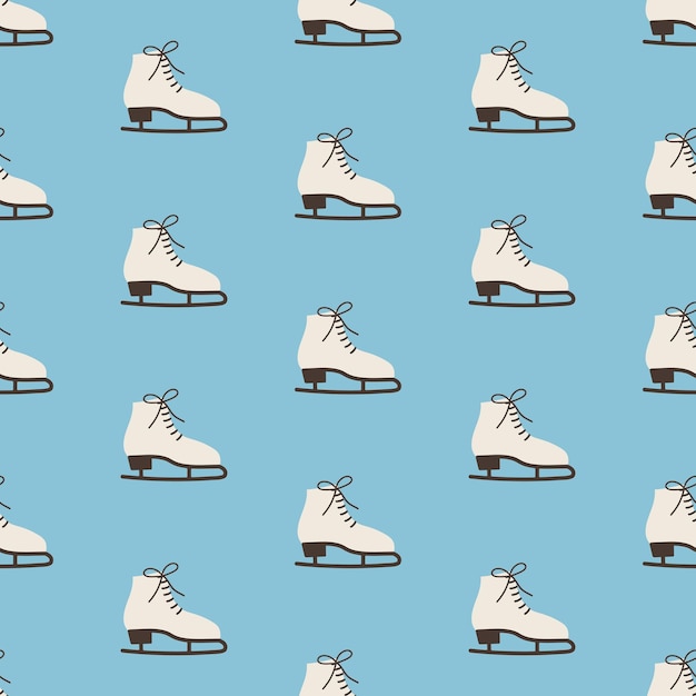 Seamless pattern with winter Winter figure skates