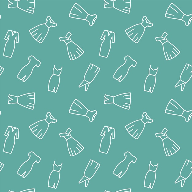 Seamless pattern with woman dress line icons Vector illustration