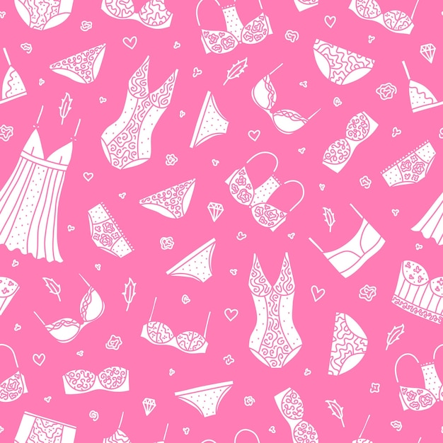 Seamless pattern with women lingerie and nightwear