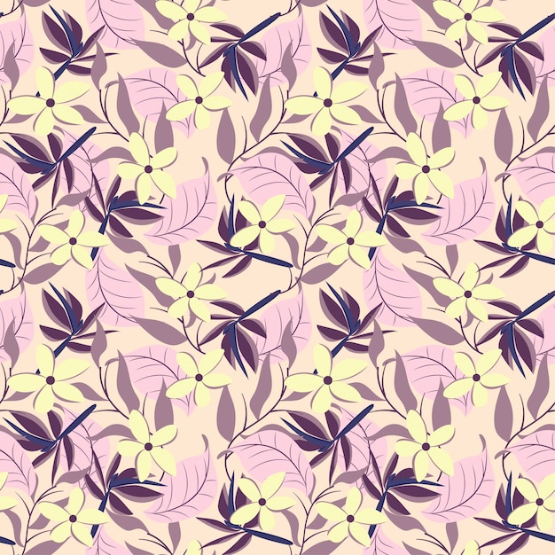 Seamless pattern with yellow flowers