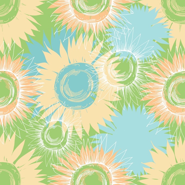 Seamless pattern with yellow flowers