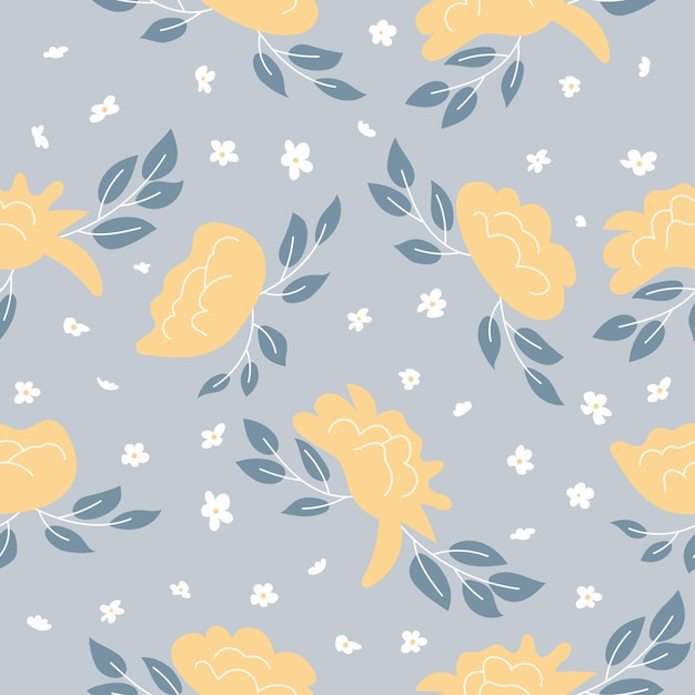 seamless pattern with yellow flowers