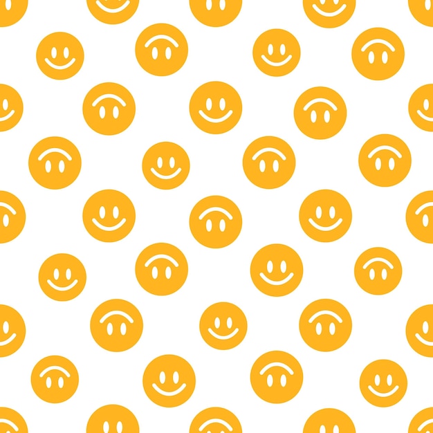 Seamless pattern with yellow happy face