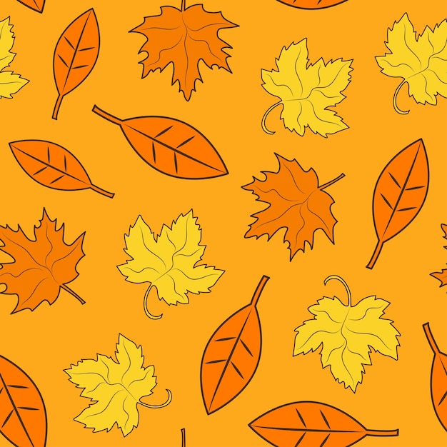 Seamless pattern with yellow leaves vector