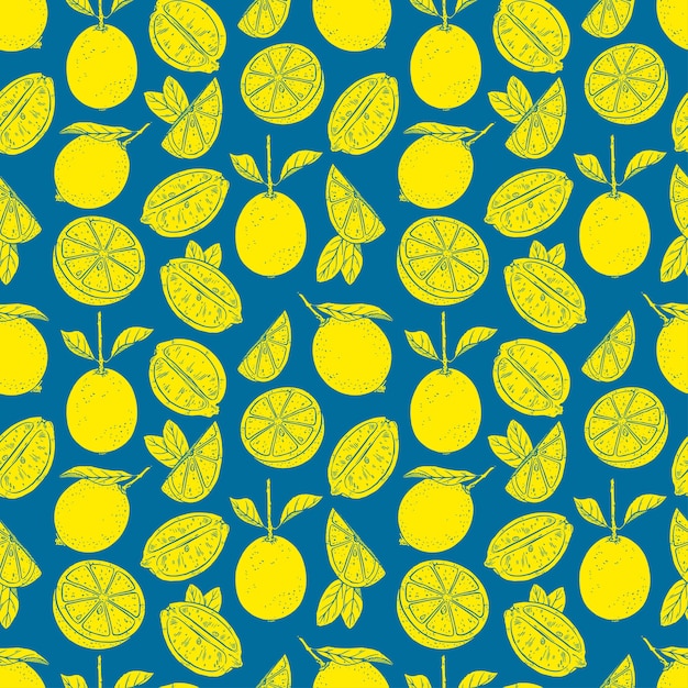 黄色いレモンとのシームレスなパターン