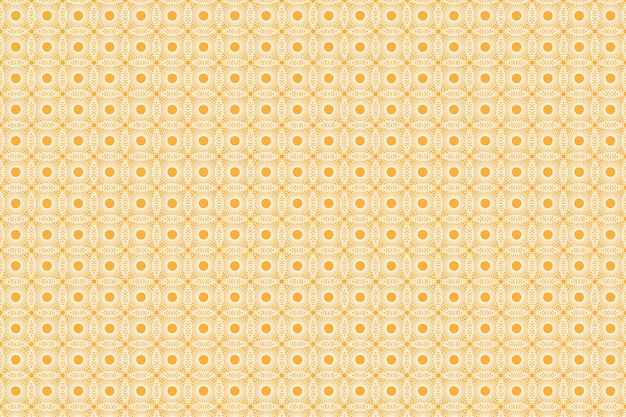 黄色とオレンジ色の花と円のシームレスなパターン。