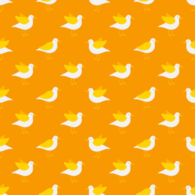 Seamless pattern with yellow seagulls Cute and childish design for fabric textile wallpaper bedd