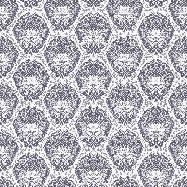 seamless pattern wolf floral  illustration