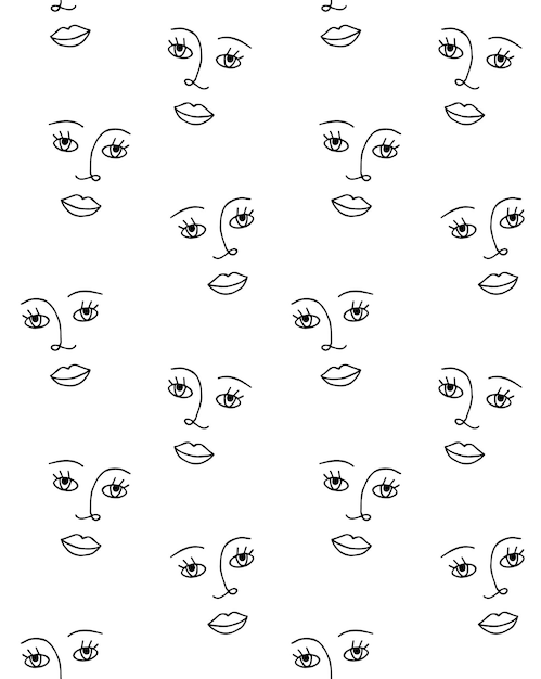 Vector seamless pattern of women faces