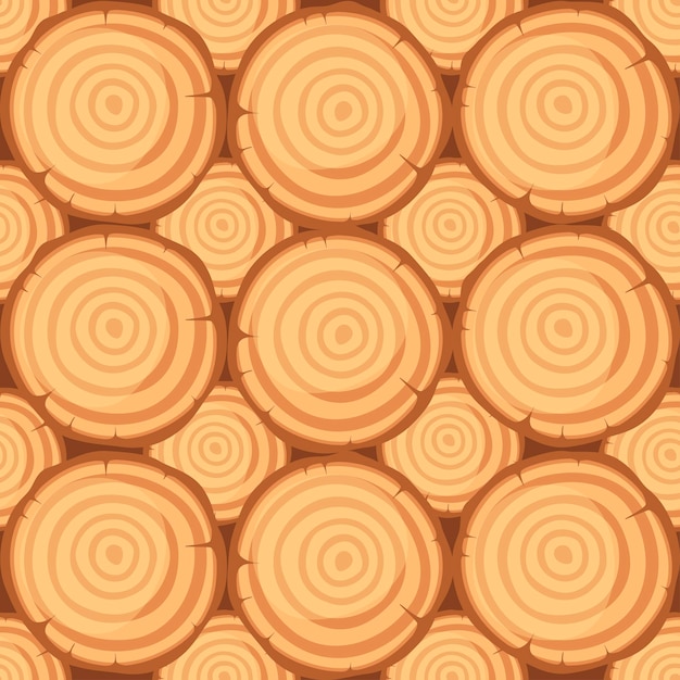 Seamless pattern of wooden logs flat vector illustration.