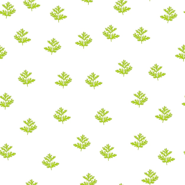 Seamless pattern wormwood on white background. Beautiful plant ornament summer green color. Random texture template for fabric.