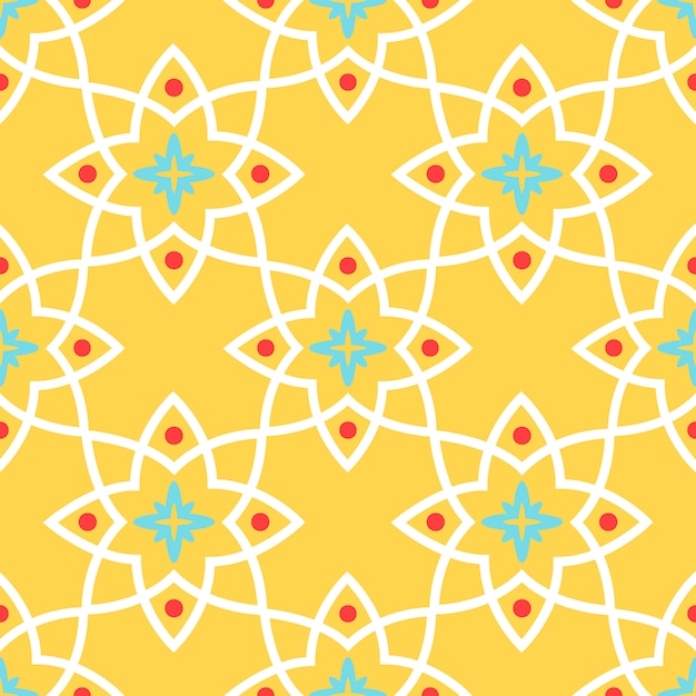 Seamless pattern Yellow arabic ornamental ceramic tile