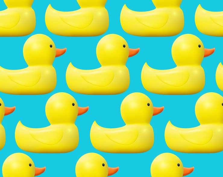 Vector seamless pattern yellow ducks realistic yellow rubber duck toys pattern on seamless pattern bright conceptual banner design vector cute yellow rubber ducks seamless background