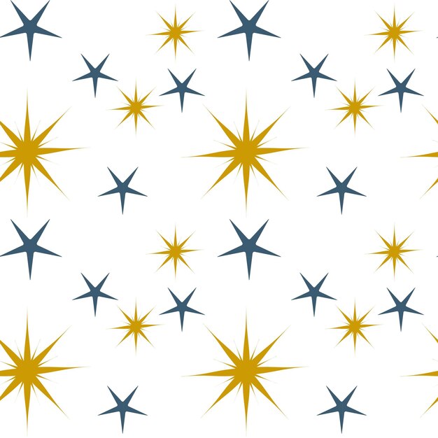 Seamless pattern of yellow stars and blue starsNew Year and Christmas background print for fabric and wrapping paper