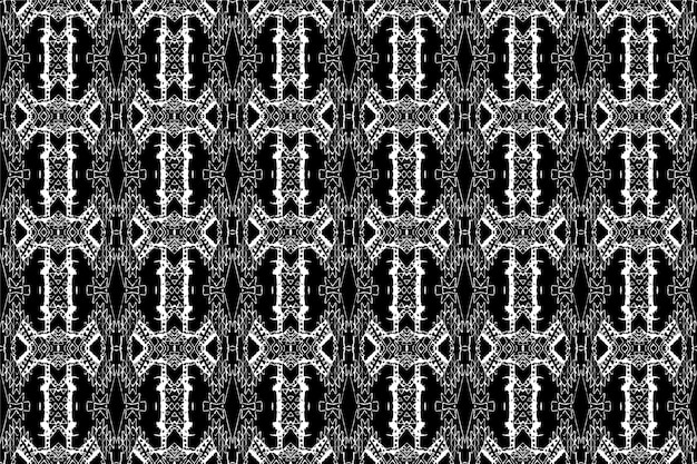 A seamless patterngeometric tribalgeometric batik ikataztecblack and white seamless pattern