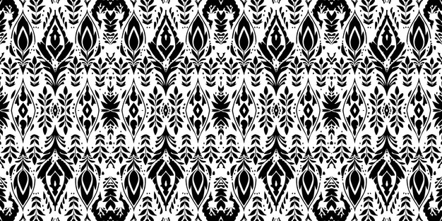 A seamless patterngeometric tribalgeometric batik ikataztecblack and white seamless pattern