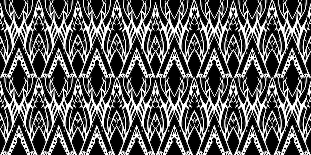 A seamless patterngeometric tribalgeometric batik ikataztecblack and white seamless pattern