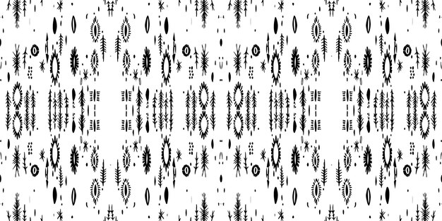 A seamless patterngeometric tribalgeometric batik ikataztecblack and white seamless pattern