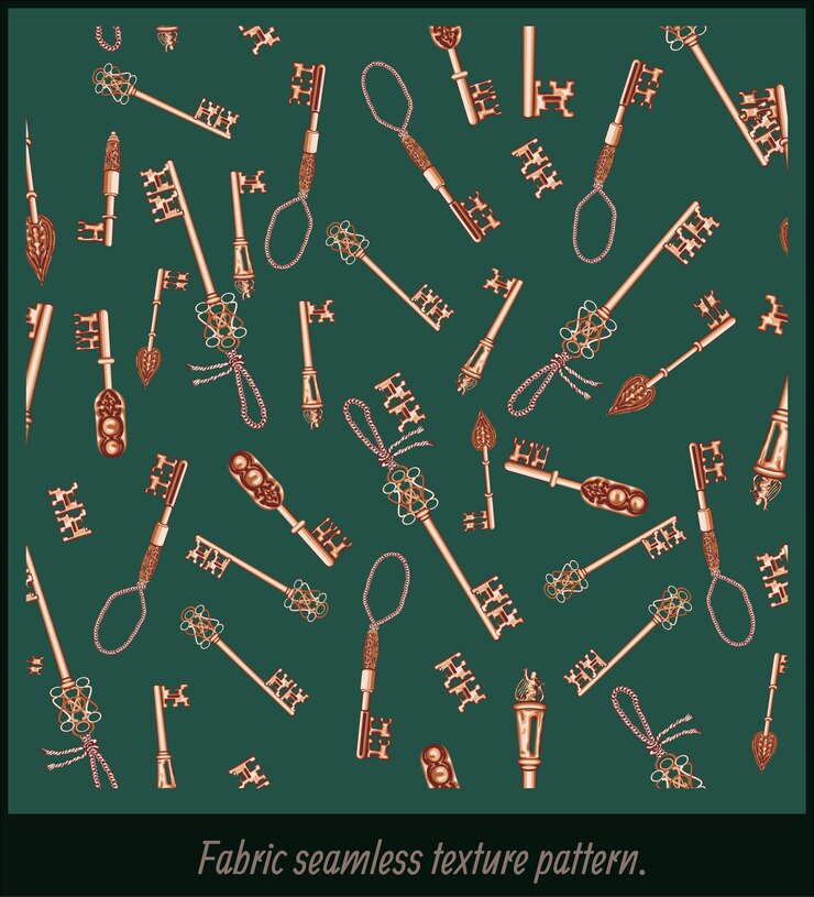 Vector seamless patterns art of hand drawing antique keys.