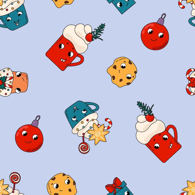 Seamless patterns Christmas in retro style Design for fabric textile wallpaper packaging