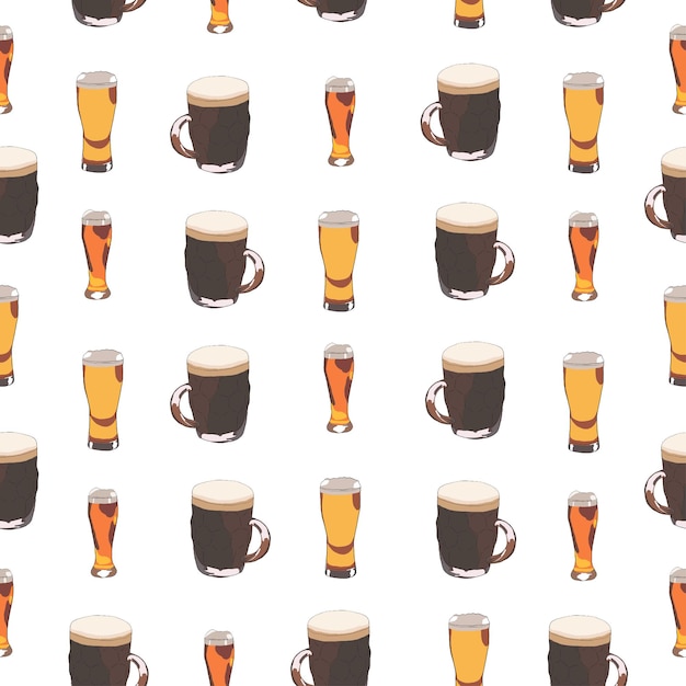 Vector seamless patterns of different beer ilustration