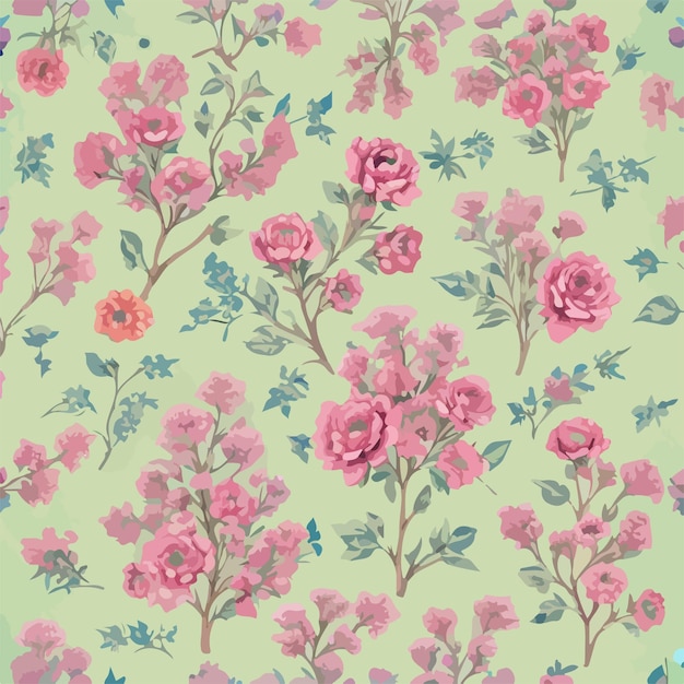 Seamless patterns of flowers and trees and repeating patterns design fabric art