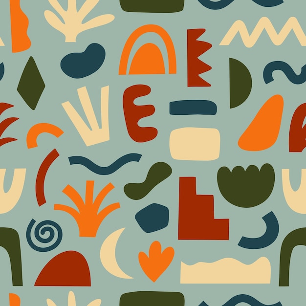 Seamless patterns hand drawn various shapes and doodle objects