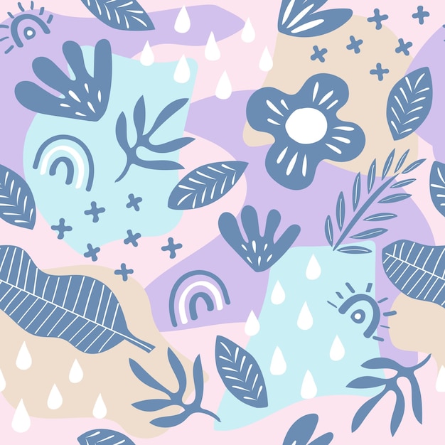 Seamless patterns handdrawn in floral style used for fabric textile print background and decorative wallpaper