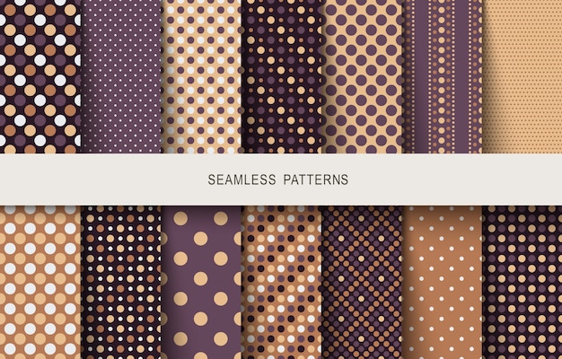 Seamless patterns polka dots set