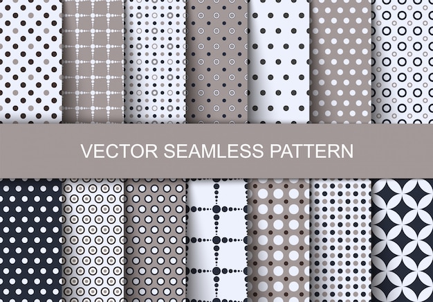 Vector seamless patterns polka dots set.