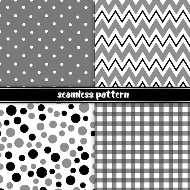 Vector seamless patterns set black and white