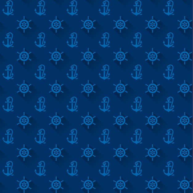 Vector seamless patterns with blue anchors