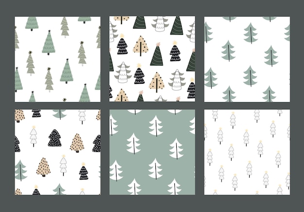 Seamless patterns  with  christmas tree