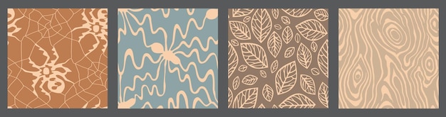 seamless patterns with insects and wood Grain