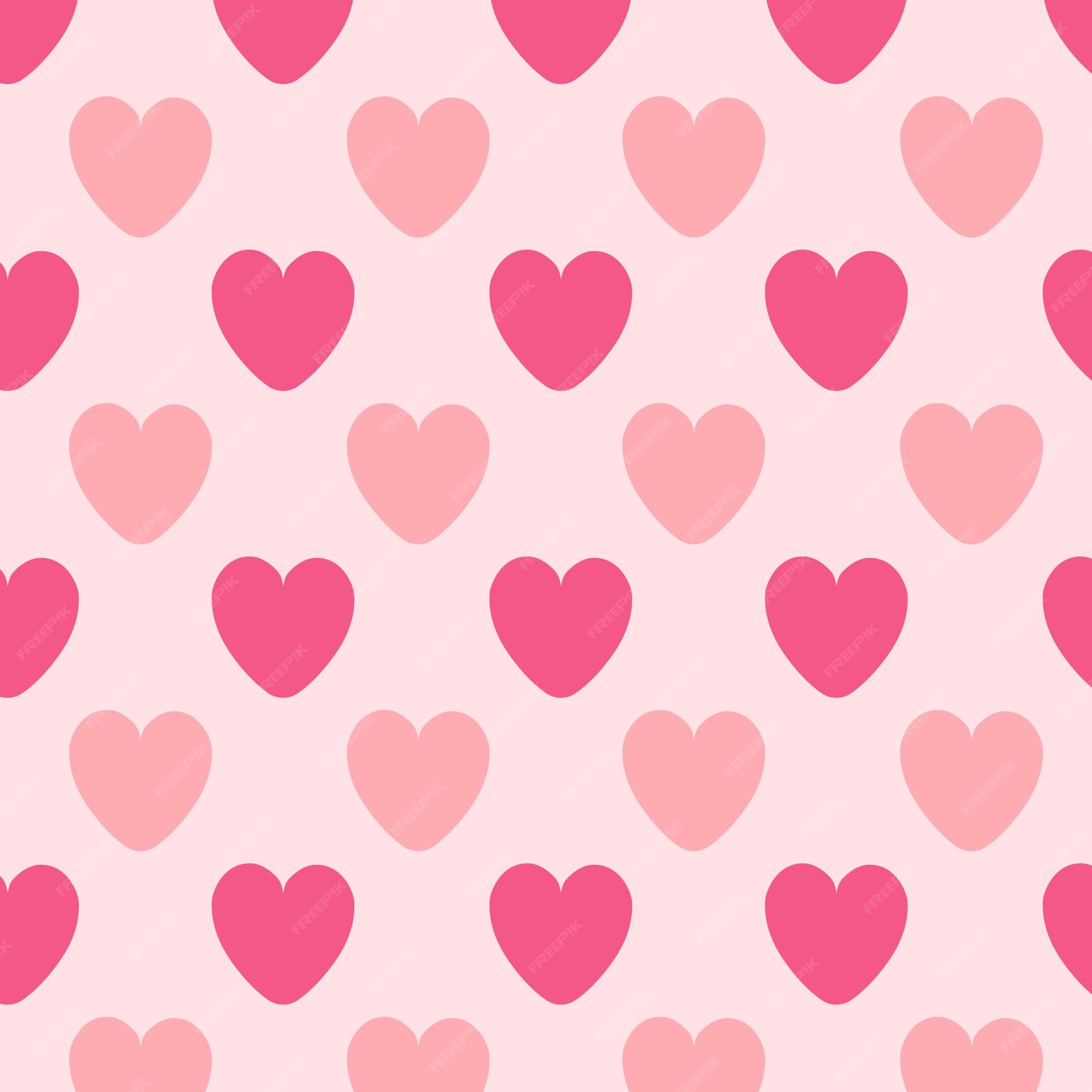 Seamless pink valentines background hearts vector pattern • wall