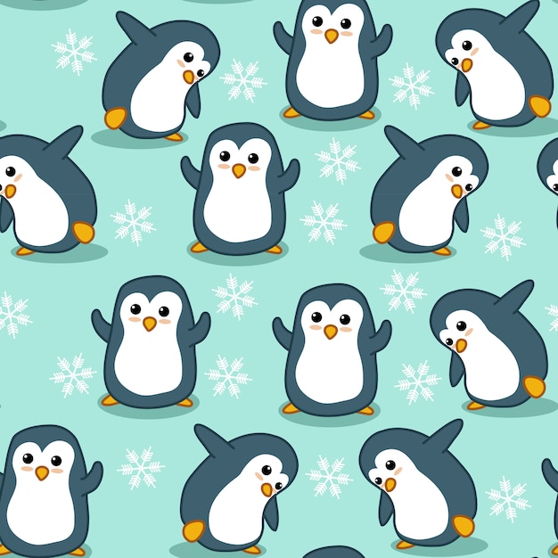 Vector seamless penguin pattern.