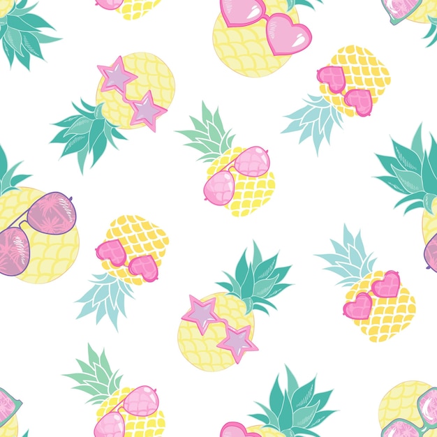 Modello di illustrazione vettoriale di ananas senza soluzione di continuità