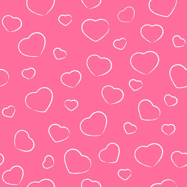 Seamless pink background with drawing Valentines hearts, illustration.