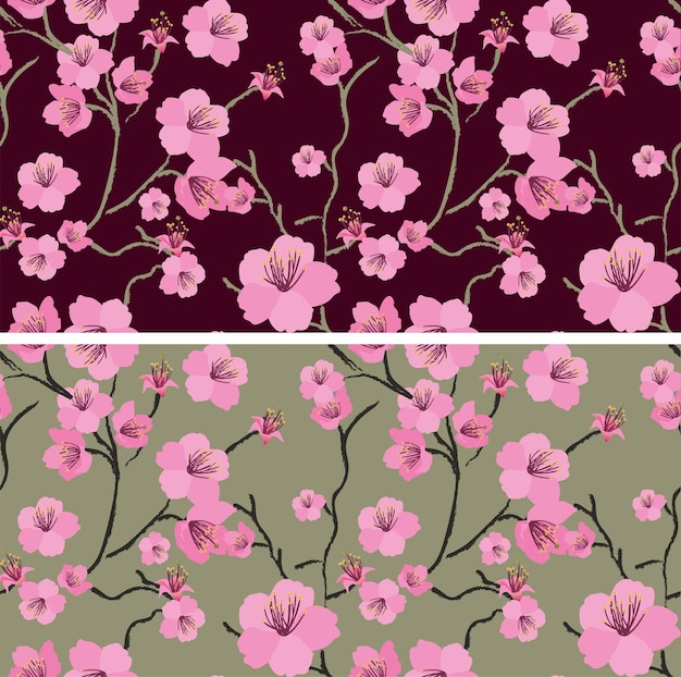 벡터 원활한 분홍색 벚꽃 패턴