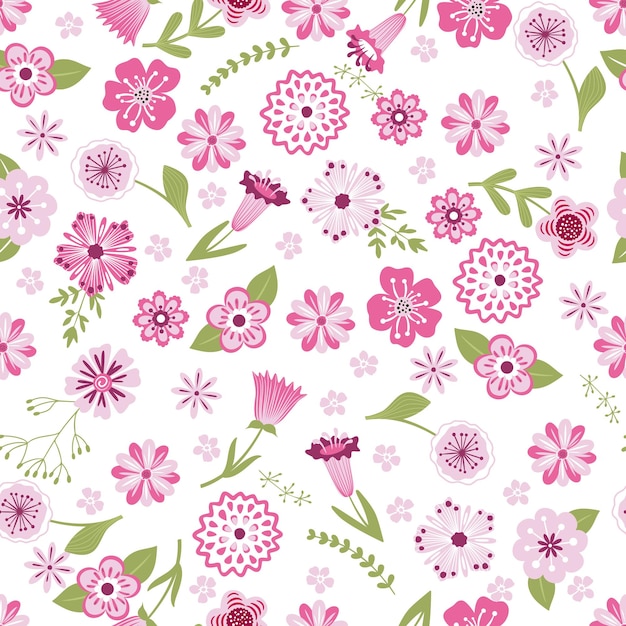 Vector seamless pink flowers pattern pritn for clothes fabric