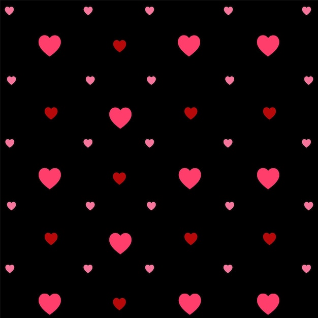 Seamless Pink heart pattern vector on black background