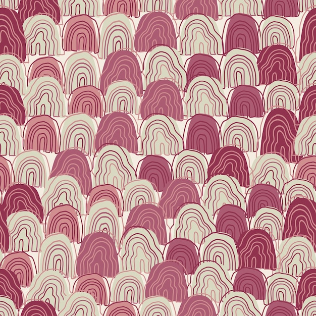 Seamless pink pattern background with hand draw curve like a rainbow , kids pattern