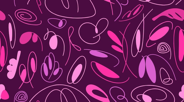 Seamless pink pattern with organic abstract elements