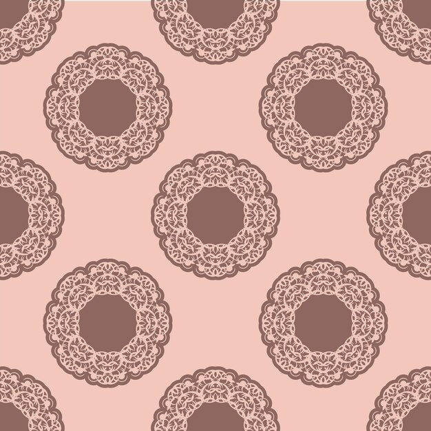 Vector seamless pink pattern with vintage ornament