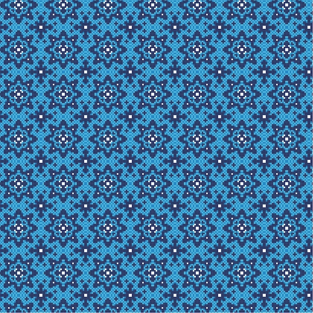 Vector seamless pixel pattern blue