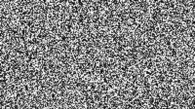 Seamless pixelated tv noise texture. White noise signal grain. Television screen interferences