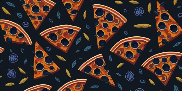 Seamless pizza delights a vector pattern design