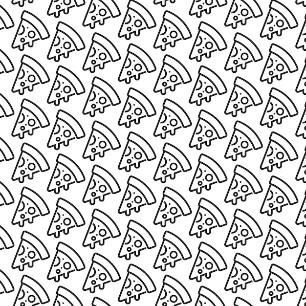 seamless pizza slice line art pattern background vector 