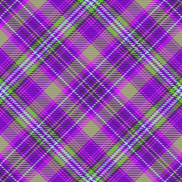 Seamless plaid tartan of textile background texture with a fabric pattern vector check in purple and pastel colors